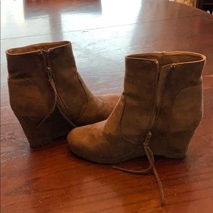 Brown faux suede booties